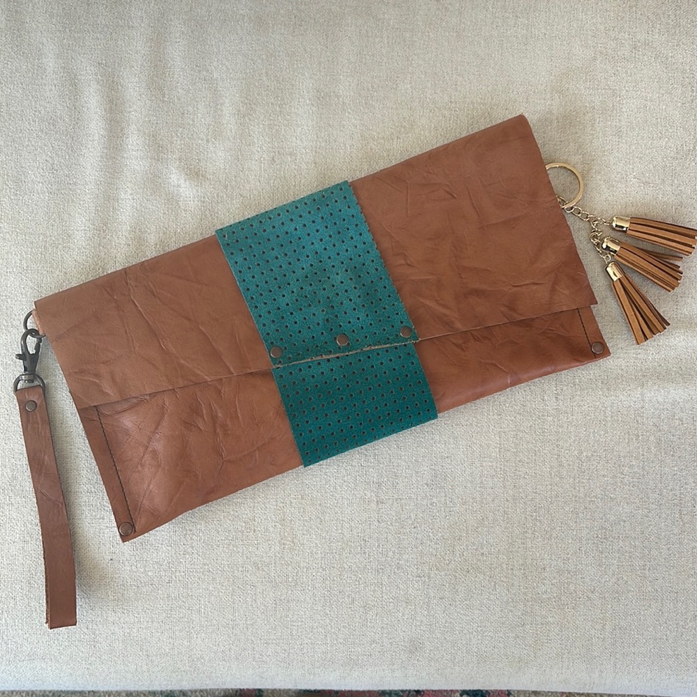 Handmade leather clutch